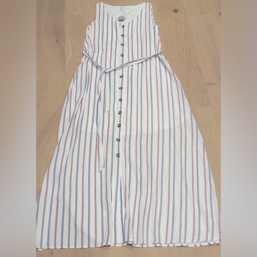 Pink Blush Maturnity Dress. Blue and Pink Stripes